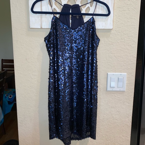express blue sequin dress